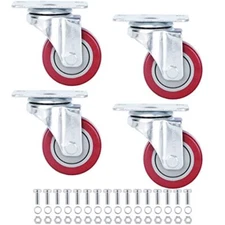 3 Inch Swivel Casters Wheels Set of 4 Heavy Duty Plate Casters Premium Polyur...