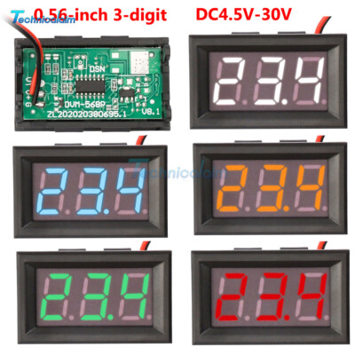 0.56'' 2-wire 3-digit DC 4.5-30V Voltmeter Voltage Meter for Motorcycle Car