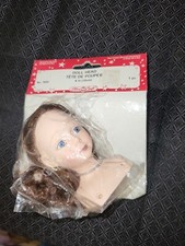 Vintage Fibre-Craft Vinyl Doll Head 7624 Brunette Hair/Blue Eyes 4 Inches
