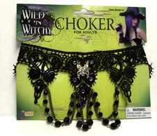 Halloween Black Lace Witch Choker Necklace For Women Girls NIP