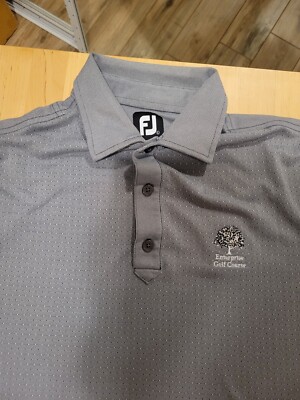 Footjoy Golf Polo Shirt Large Grey Dotted Enterprise Gulf Course Preformance