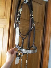 TORY LEATHER ROCHESTER CONGRESS Dark Oil Leather Western Silver Show Halter Lead