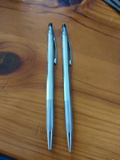 Cross Made In USA Mechanical Pencil & Ball Point Pen Silver Tone Metal