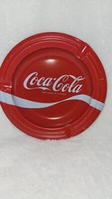 VINTAGE Round COCA-COLA Tin Ashtray Red and White Logo 5.25" Excellent Condition