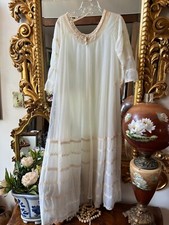 Vintage 60s Intime California Night Robe Cream Lace Size Small fits a Med