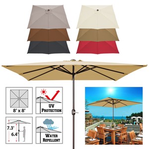 8 X8 Square Patio Umbrella Outdoor Sunshade Table Market 1 5 Steel Pole Parasol Ebay
