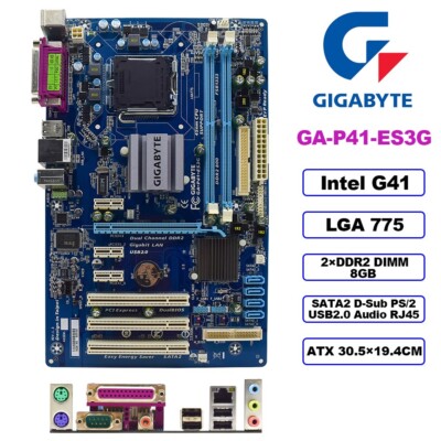 GIGABYTE GA-P41-ES3G Motherboard ATX Intel G41 LGA775 DDR2 8GB SATA2  Audio+I/O - Main Image