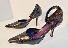 Starlet by Star Jones Black Faux Alligator Embossed Faux Leather Stiletto Heel 6