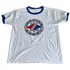 VTG Jerzees Sport T-Shirt L Ringer Promo Advertising Blank Tee USA Made