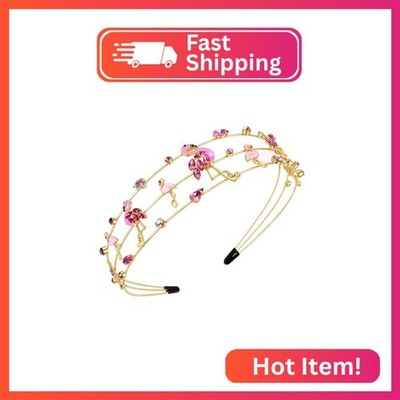 vokone Headbands for Women,Flamingo Headbands Pink Multi Layer Crystal Hairbands