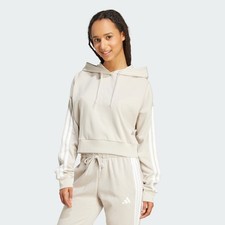 adidas women Essentials 3-Stripes French Terry Crop Hoodie