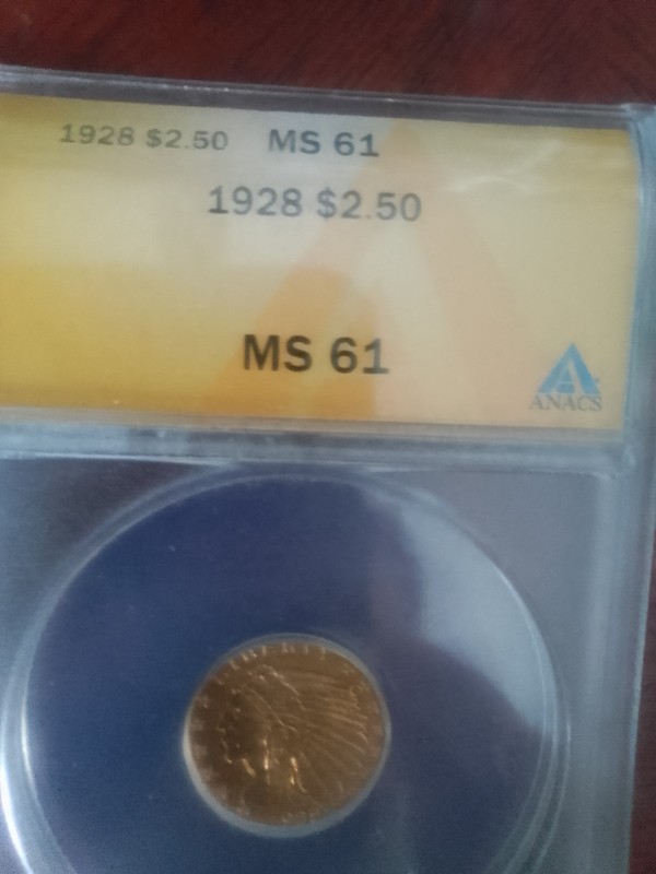 1915 $2.50 Indian Gold Coin MS-61 ANACS Certified