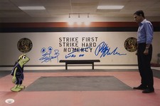 Ralph Macchio & Gilchrist Signed 12x18 Kermit the Frog Cobra Kai "Wax On" JSA
