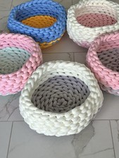 Cozy Cotton Pet Basket, Machine Washable Handwoven 2-color Cat Bed- 20  diameter