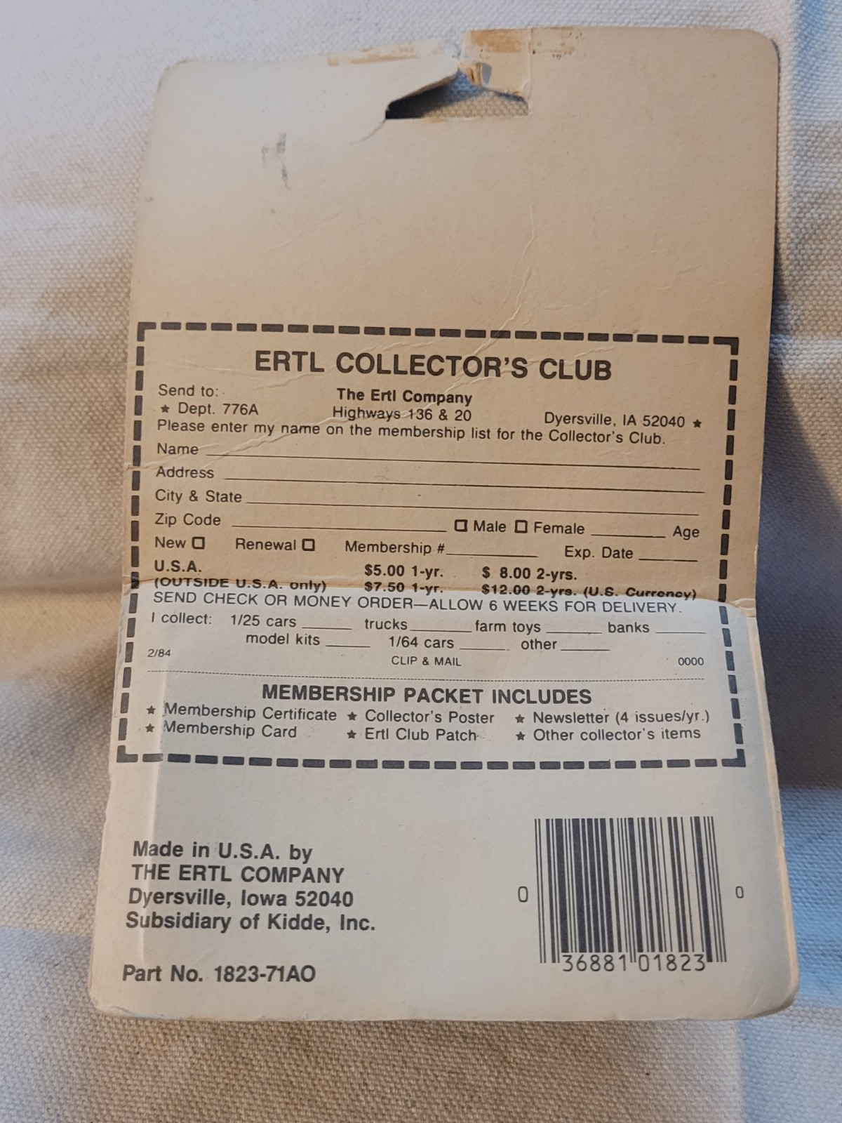 Vintage 1983 ERTL The "A-TEAM"  1983 GMC Van, Black, #1823, 1/64 Carded New thumbnail 9