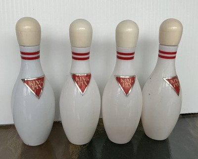 Avon Strike! Vintage Bowling Pin Decanter Empty Set Of 4