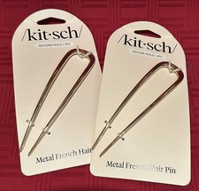 Two 2 NEW Kitsch Metal French Hair Pin Gold