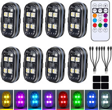 Upgraded 4Leds 8PCS Wireless LED Strobe Lights with Remote Control, 8 Colors Typ