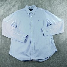 Ralph Lauren Shirt Mens XL Blue White Cotton Striped Formal Smart