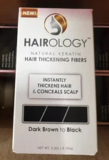 Case Of 12 Boxes Hairology Hair Thickening/Building Fibers Dark Brown/Black