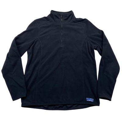 L.L.Bean Fleece Pullover Womens M Black Quarter Zip 502183 Mock Neck Long Sleeve