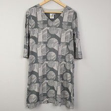Weird Fish Dress Womens UK 14 Grey Geometric Jersey Casual Everyday Comfort