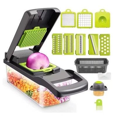 Gemüsehacker 16 in 1 Salat Obst Mandoline Schneider Lebensmittel Würfelschneider Schäler