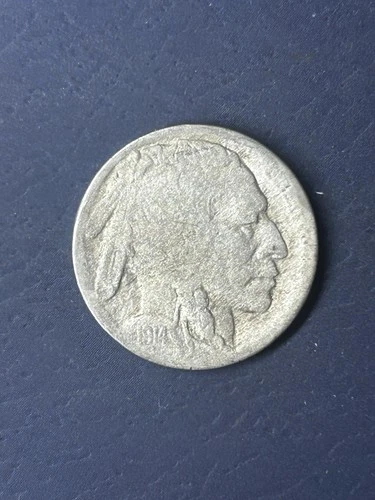 1914 Buffalo Nickel Very Good Condition Semi Key Date Acid Coin As Imaged #J68