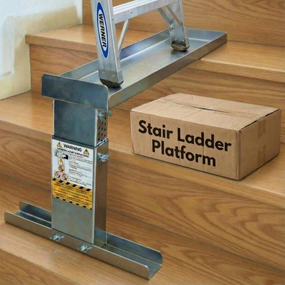 Stair Ladder Platform   Ladder Extender & Ladder Leveler for Stairs, Heavy-Du...