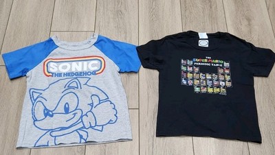 Super Mario Periodic Table & Sonic Hedgehog Tshirt Kids XS 7/8