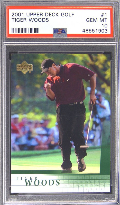 2001 UD GOLF #1 TIGER WOODS ROOKIE RC PSA 10