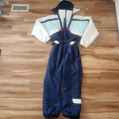 Vtg 80 90s OBERMEYER Women Size 16 Multicolor Ski Suit Snow Bib Skiing Snowboard