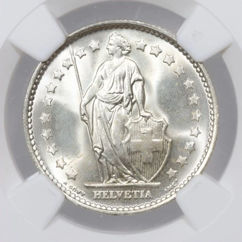 1967-B Switzerland Franc - NGC MS66 - 83.5% Silver
