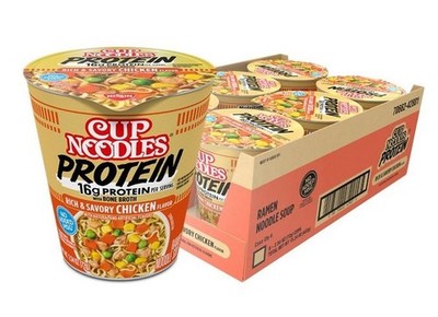 Nissin Cup Noodles Protein Ramen, Chicken Flavor with Bone Broth, Pack of 6