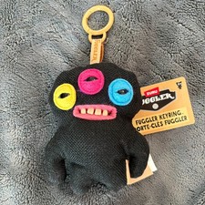 Fuggler Keyring Plush series 6 Annoyed Alien Black with Blue Button