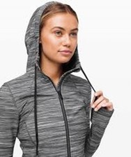 Lululemon Hooded Define Jacket Nulu Heathered Black Gray SZ 4 Full Zip W4BF8S