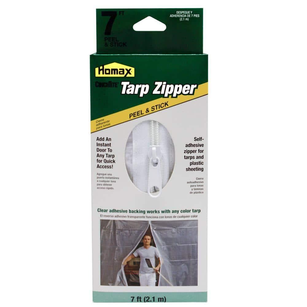 Clear Tarp Zipper Door 7 FT Self-Adhesive Dust Barrier Heavy Duty Plastic Entry