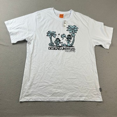 Designs Untitled Shirt Mens Large White Short Sleeves Island Graphic Tee NWT