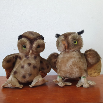 Steiff Wittie Eule 2x Vintage 60er Jahre klein ca. 14cm