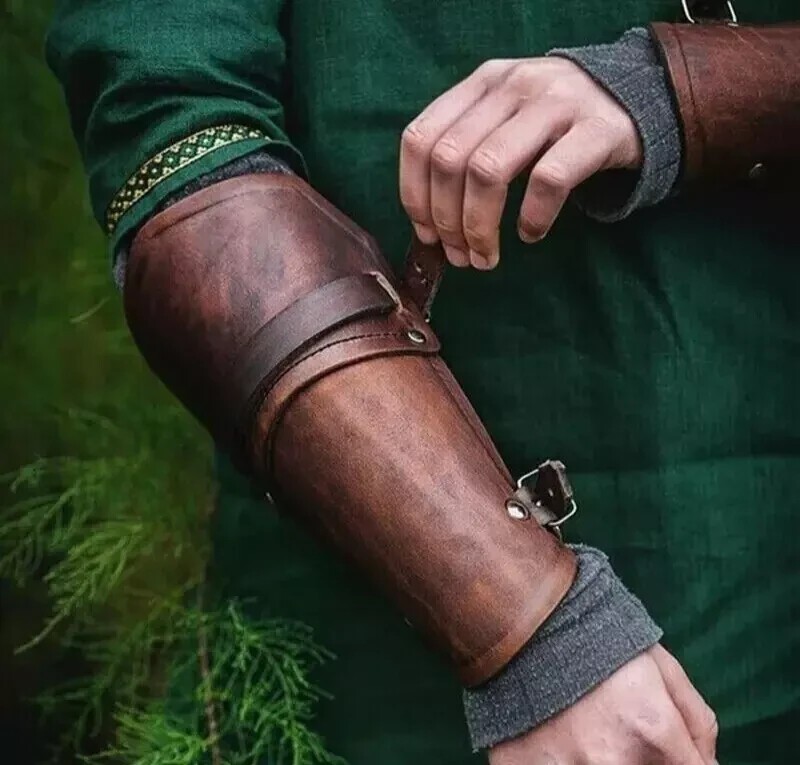 Brazalete de armadura de guardia de brazo vikingo medieval Genman cuero...