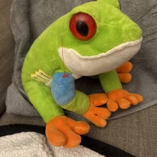 Wild Republic Red-Eyed Tree Frog Plush 12” Green Stuffed Animal Realistic Toy