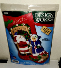 Design Works Mr Mrs Claus 18" Felt Applique Christmas Stocking Kit 5292 NEW