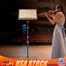 Height Adjustable Bamboo Music Stand Bamboo Conductor Music Stand W/ Wide Wooden