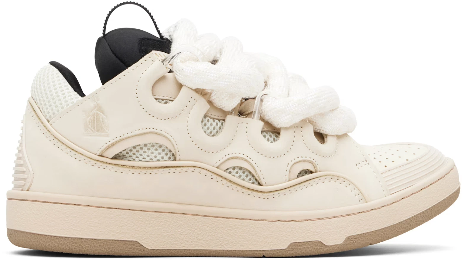 Lanvin — Lanvin Beige Curb Leather Snake Lace Sneakers - $1540 - New in Box - Authentic