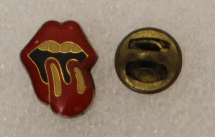 1980s-90s ROLLING STONES Tongue Lapel Pin 0.7" x 0.6" (1.75 x 1.5 cm.) Metal