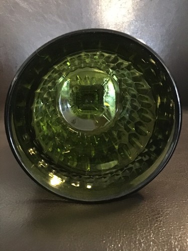 Grüner Kelch Mt Vernon Avocado grün Indiana Glas quadratischer Sockel Wasserkelch - Bild 5 von 9