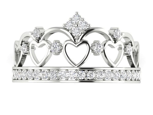 I1 G 0.45 Ct Natural Round Diamond Crown Engagement Ring 14K Solid Gold 11.00 mm - Picture 7 of 8