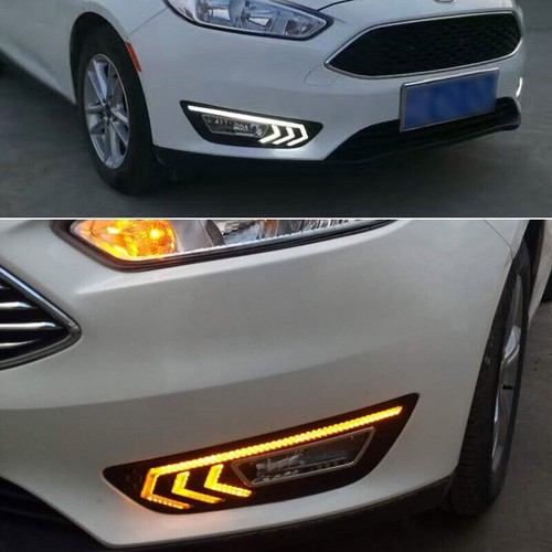 LED DRL Turn Indicator Signal Daytime Running Fog lights Fit For Ford Focus 15+ - Picture 4 of 11