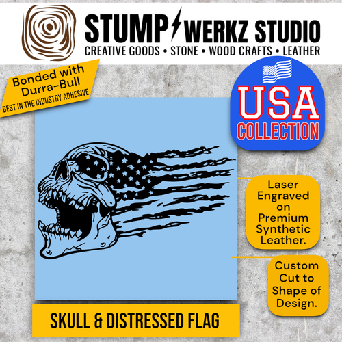 Custom Hat Trucker Baseball Cap Richardson Leather Patch Skull USA Flag Waving - Picture 4 of 21