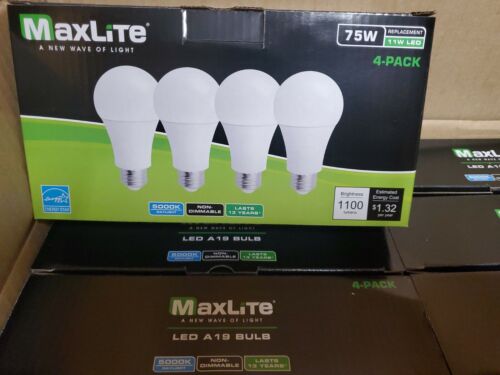 48 Maxlite LED Light Bulbs 11w Replace 75w Daylight 5000k NON-DIMMABLE A19 E26 - Picture 1 of 5